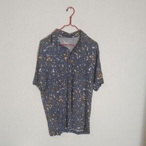 Rancho Manana LG Men's Shirt in Blue and Gold Pattern